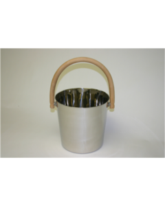 FINO Bucket, 3 Gallon Stainless Steel with Round Wooden Handle