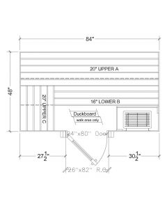 4x7 Clear Western Red Cedar Custom Sauna Kit
