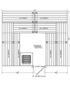 10x12 Clear Western Red Cedar Custom Sauna Kit