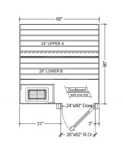 5x5 Clear Western Red Cedar Custom Sauna Kit
