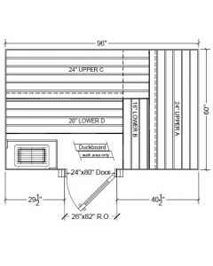 5x8 Clear Western Red Cedar Custom Sauna Kit