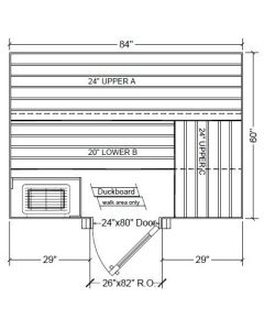 5x7 Clear Western Red Cedar Custom Sauna Kit