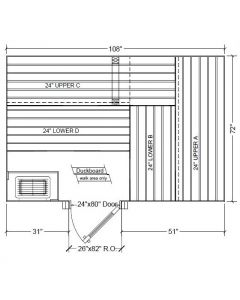 6x9 Clear Western Red Cedar Custom Sauna Kit