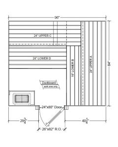 7x8 Clear Western Red Cedar Custom Sauna Kit