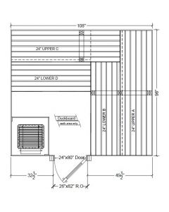 8x9 Clear Western Red Cedar Custom Sauna Kit