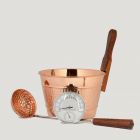 Luxury Finnish Sauna Bucket in Copper, Matching Ladle and Thermometer/Hygrometer Kit