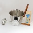 Luxury Finnish Sauna Bucket in Stainless Steel, Matching Ladle, Thermometer/Hygrometer and Sand Timer Kit
