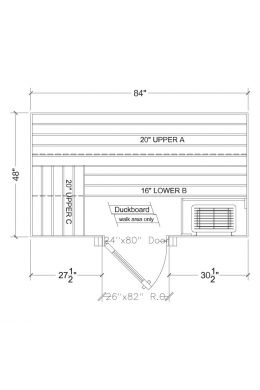 4x7 Clear Western Red Cedar Custom Sauna Kit