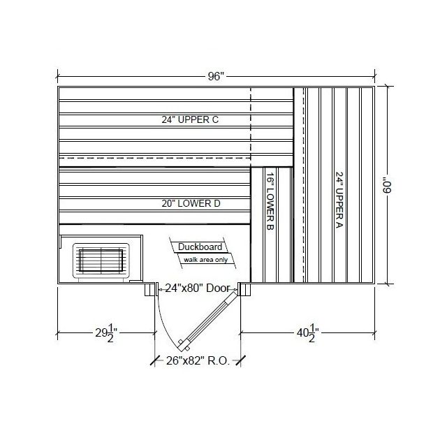 5x8 Clear Western Red Cedar Custom Sauna Kit