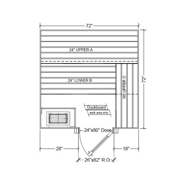 6x6 Clear Western Red Cedar Custom Sauna Kit