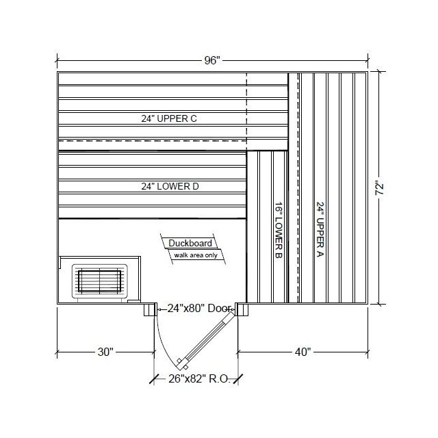 6x8 Clear Western Red Cedar Custom Sauna Kit