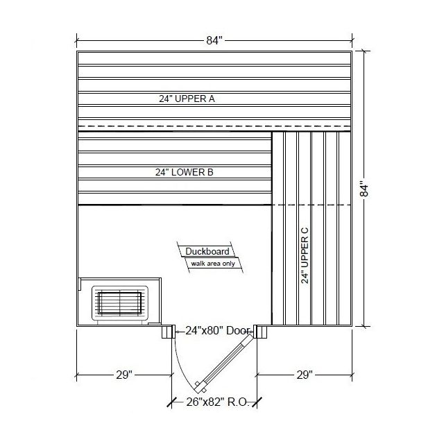 7x7 Clear Western Red Cedar Custom Sauna Kit
