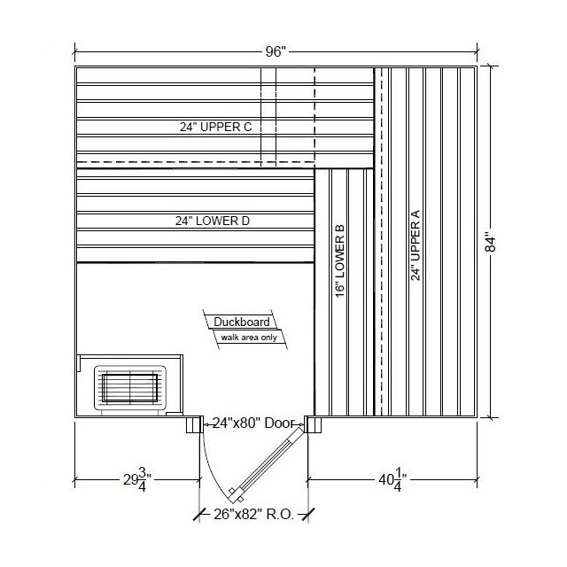 7x8 Clear Western Red Cedar Custom Sauna Kit
