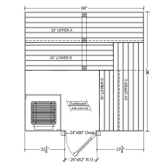 8x8 Clear Western Red Cedar Custom Sauna Kit