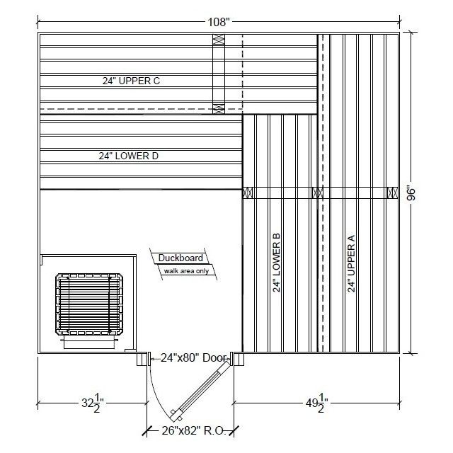 8x9 Clear Western Red Cedar Custom Sauna Kit