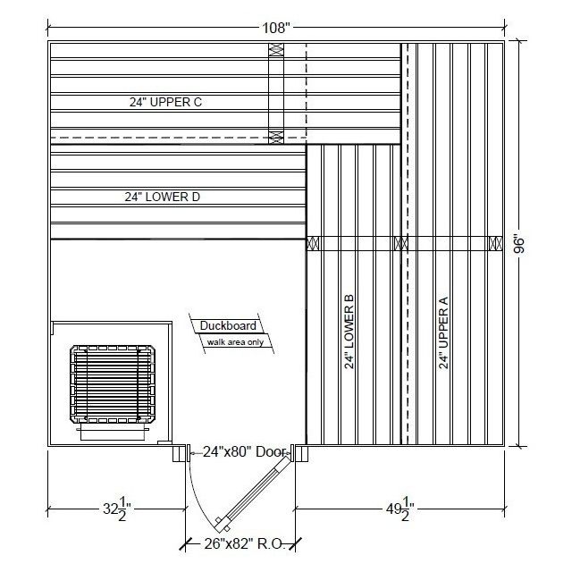 8x9 Clear White Aspen Custom Sauna Kit