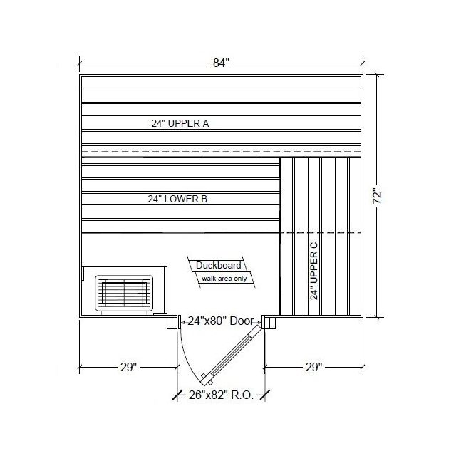 6x7 Clear Western Red Cedar Custom Sauna Kit